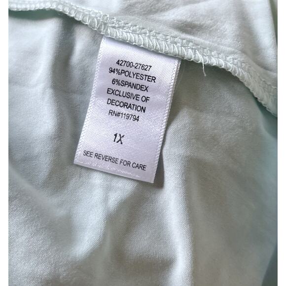 ONE WORLD Womens Plus Size 1X Sleeveless Embellished Sublimated Tank Top Shirt - Picture 6 of 7